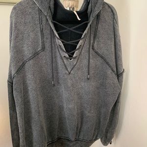 Free People Lace up Sweatshirt
